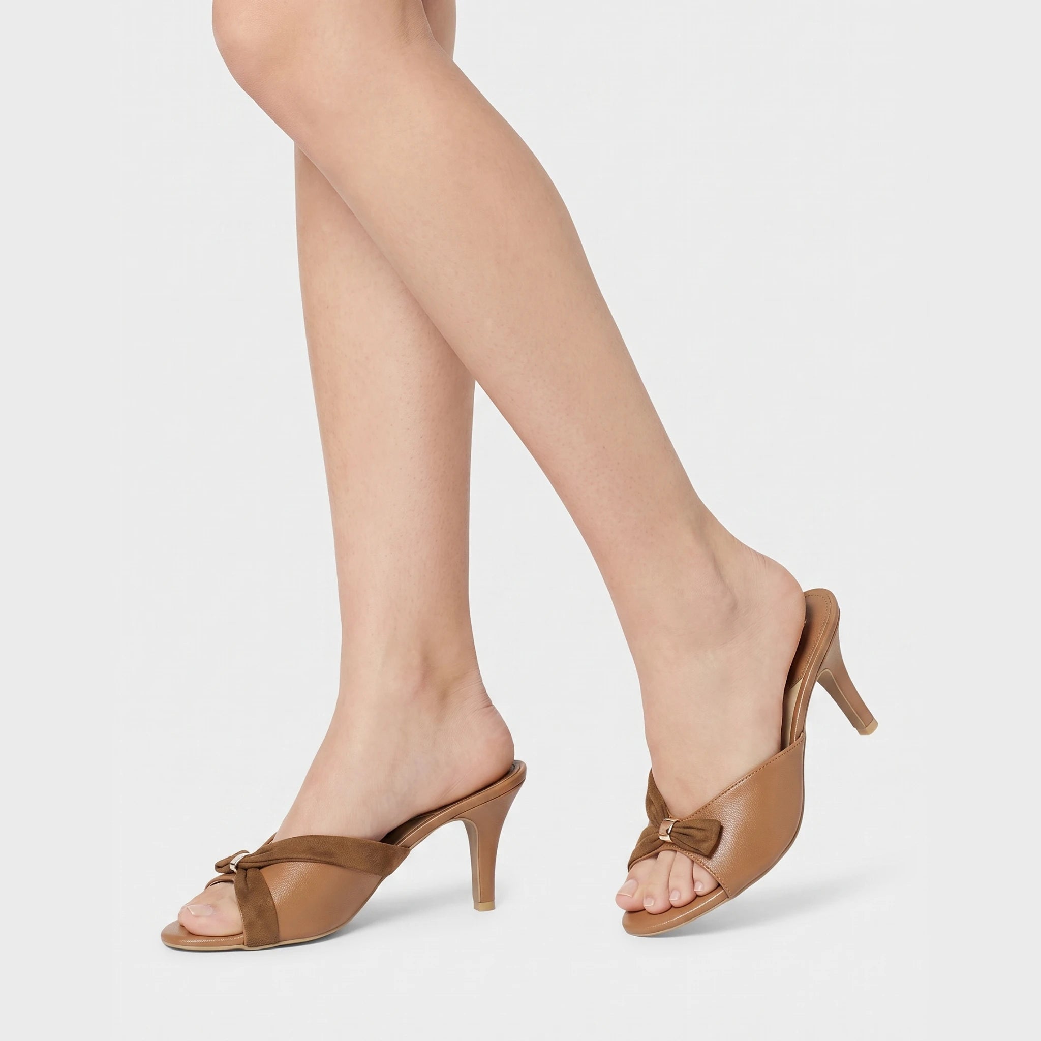 SOLVIANE BROWN SUEDE MULE HEEL