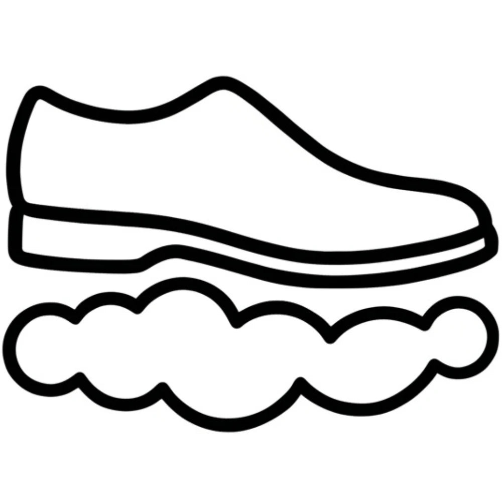 Outline of a shoe with wavy line design on a white background